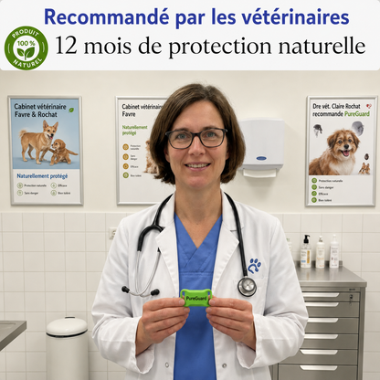 Médaillon de protection naturelle PureGuard® – 12 mois de protection contre les puces, les tiques et les parasites