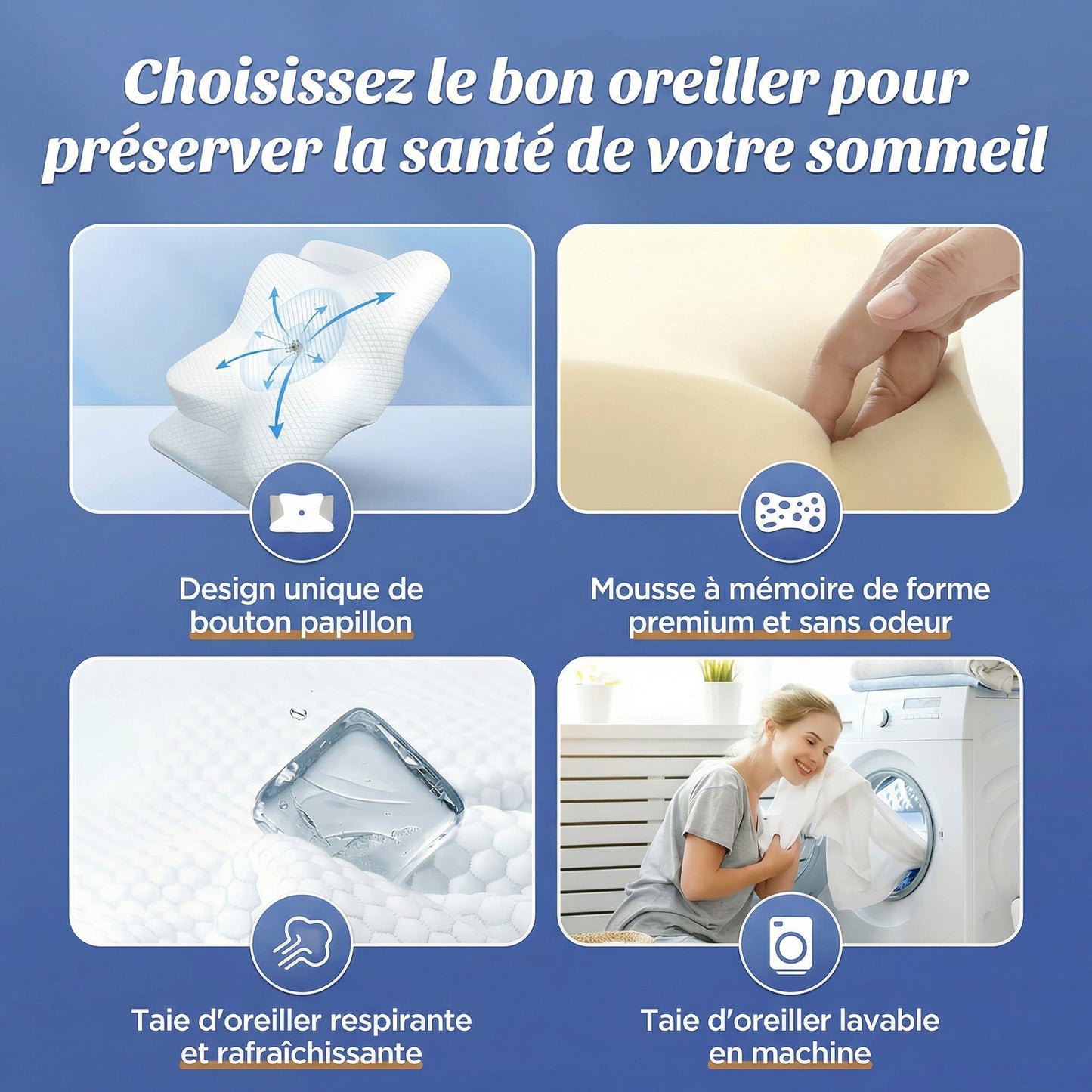 Oreiller cervical  à mémoire de forme CozyNeck™